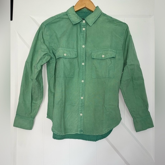 J. Crew Women’s Garment dyed chambray shirt BP627 GREEN 4 - Picture 2 of 6
